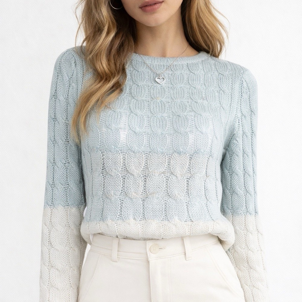 Anthropologie Sparrow Yellow Ombre Cable Knit Sweater Wool Alpaca Kid Mohair